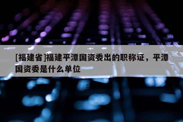 [福建省]福建平潭國資委出的職稱證，平潭國資委是什么單位